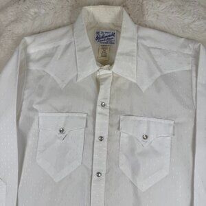 Rockmount Ranch Wear Tru-West Custom Pearl Snap Dress Shirt White Men Size 16-32
